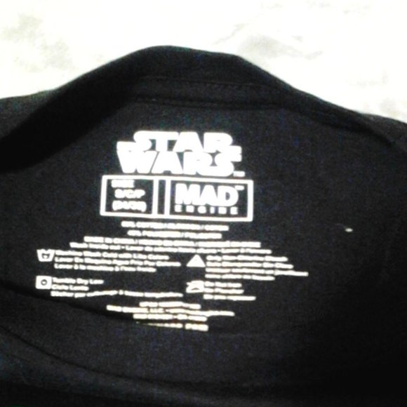 Star Wars black T-shirt size Small 34/36 DON'T PUSH YOUR LUCK Darth Vadar - Picture 2 of 5
